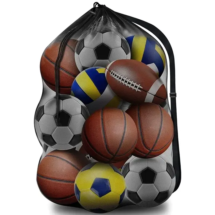 Sac à dos de sport en maille extra large avec cordon de serrage et poche zippée pour le football, le
