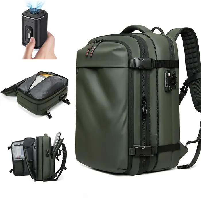 Sac à dos de voyage à compression sous vide pour hommes, sac à dos pour ordinateur portable, arc-en-