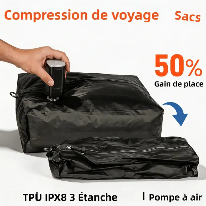 Sacs sous vide, accessoires de voyage, organiseurs de compression, cubes de rangement, sac de voyage étanche pour vêtements et bagages