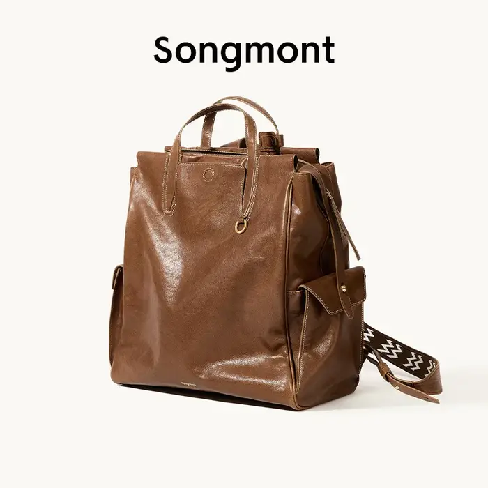 Songmont Trail Series Grand sac à bandoulière en cuir tanné végétal vintage sans genre Sac d'ordinat