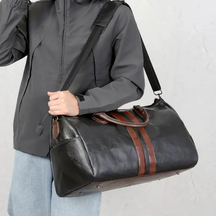 Sac de voyage de luxe en cuir pour homme, grande capacité, avec compartiment à chaussures, sac à ban
