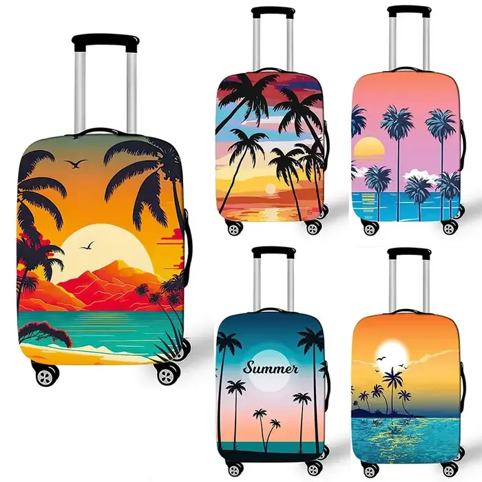 Arbre hawaïen plage impression housse de bagage coucher de soleil noix de coco femmes hommes valise de voyage housses de protection Horus boîtier de chariot couverture cadeau