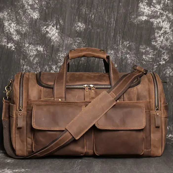 Sac de sport grande taille en cuir véritable pour hommes