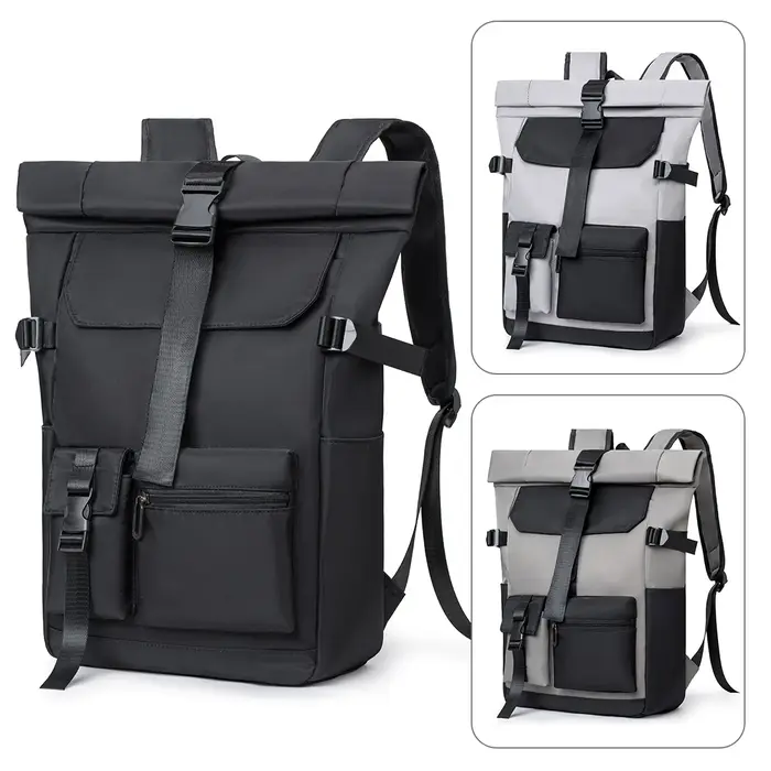 Sac à dos de voyage 20L/26L léger à fermeture roll-top pour femmes et hommes, sac d'école antivol po