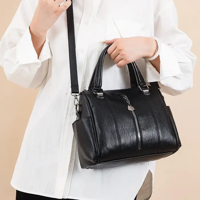 Sac fourre-tout Vintage en cuir PU solide pour femmes