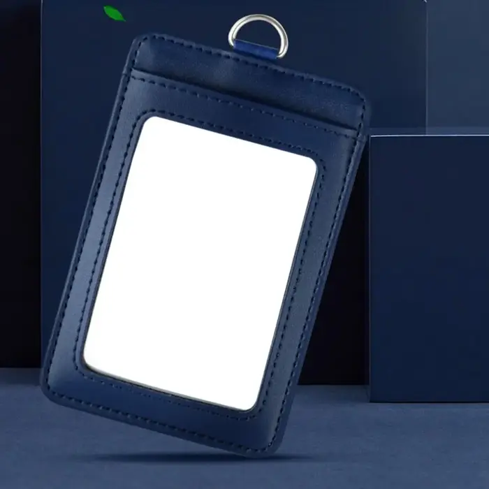 Porte-badge en cuir véritable avec lanière, sac à cartes de style mousqueton, porte-clés JOID, étiquette nominative, fournitures de bureau
