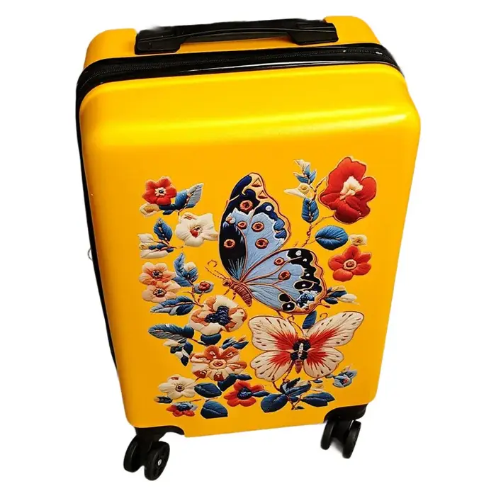 Valise à roulettes florale papillon de 20 pouces, bagage durable ABS avec roues tournantes, étui de