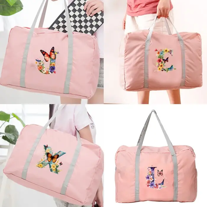 Sac de voyage pliable réutilisable grande taille à motif papillon imprimé