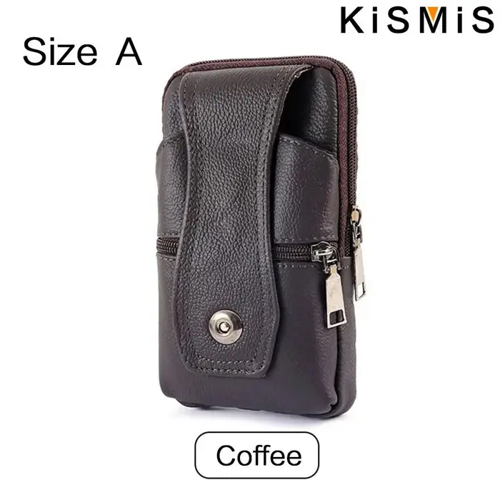 KISMIS-Sac banane en cuir pour homme, sac de ceinture de grande capacité, sac banane multifonction, 