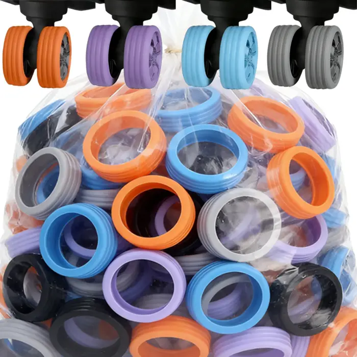 32-4PCS Housses de roues de bagages en silicone