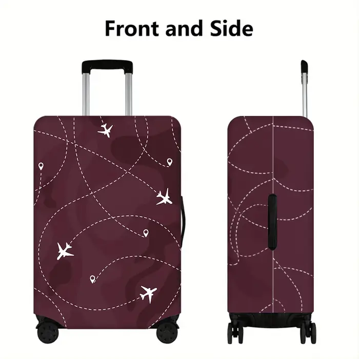 1 housse de bagage à imprimé avion de couleur marron pour bagages de 18 à 32 pouces ; accessoires de voyage anti-poussière et élastiques pour une protection efficace.