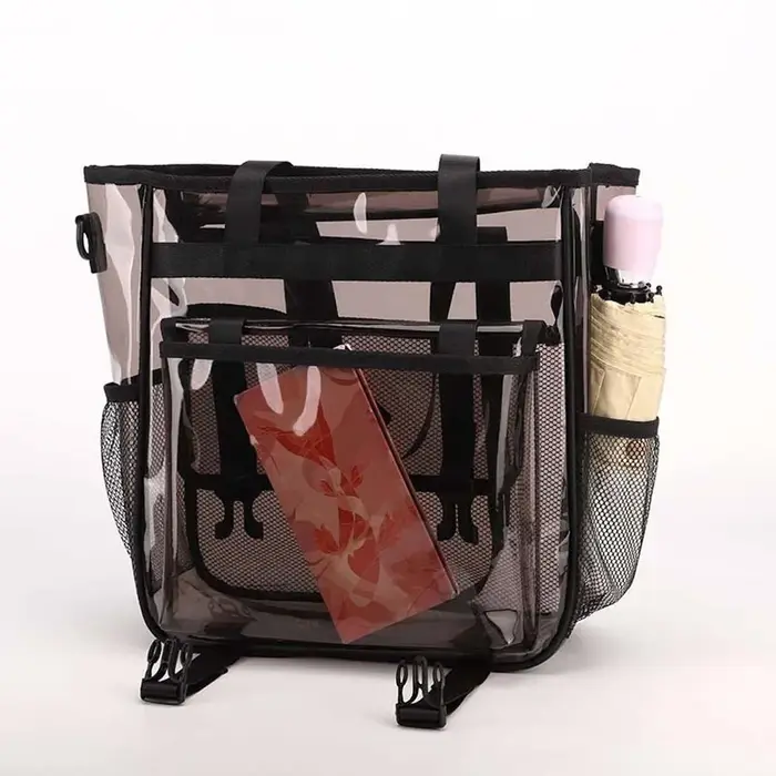 Sac à main de plage transparent couleur bonbon, multi-poches, grande capacité, sac bandoulière en gelée, séparation sec-humide avec sangles amovibles