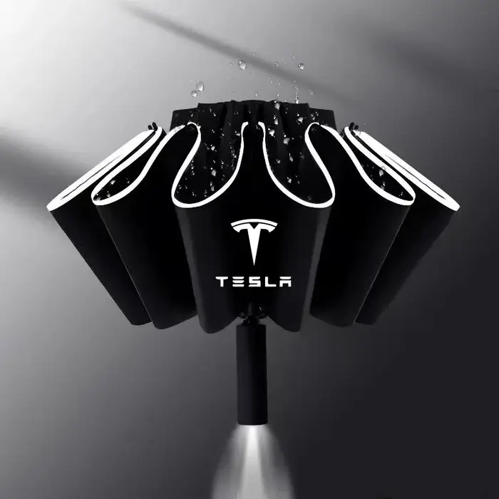 Parapluie automatique avec bande réfléchissante LED, pare-vent de pluie pour Tesla modèle 3 X S modè