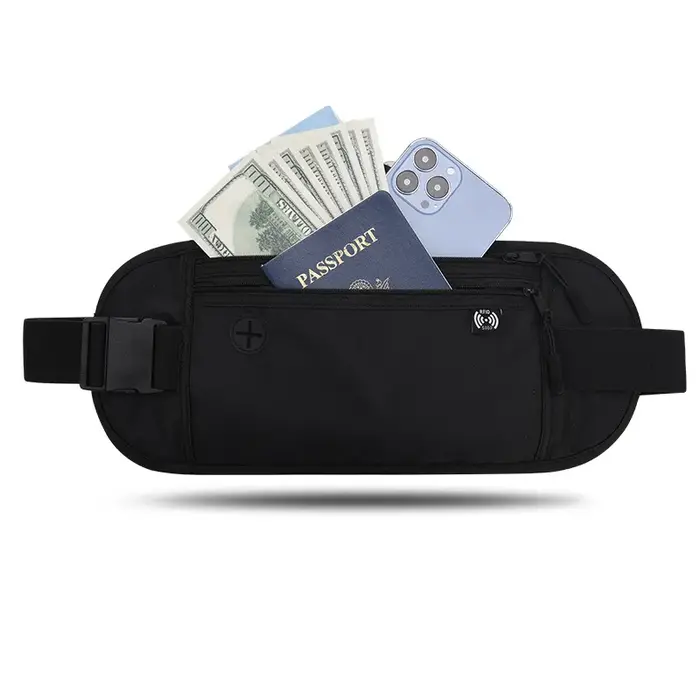 RFID bloquant étanche Sport voyage téléphone argent ceinture sac Fanny Packs hommes femmes caché por