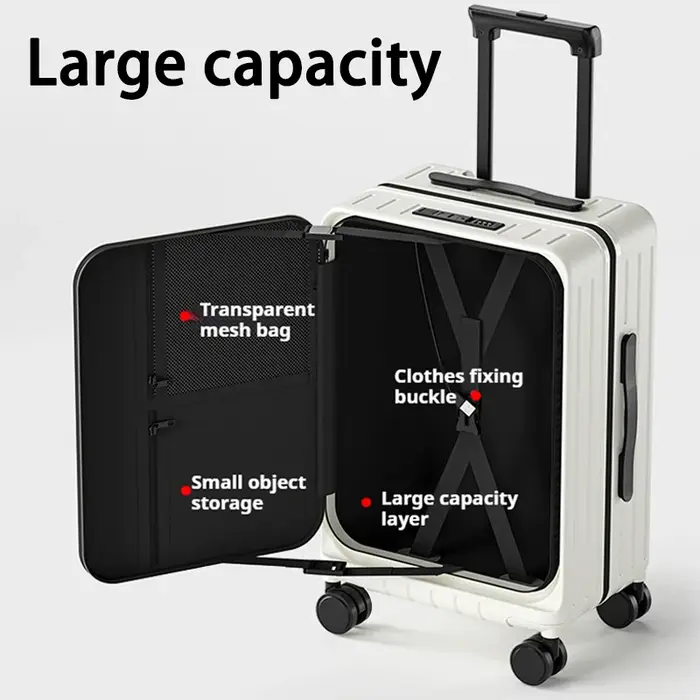 Nouvelle valise ouverte avant cabane boîtier de chariot 20/24/26 pouces cadre de haute qualité