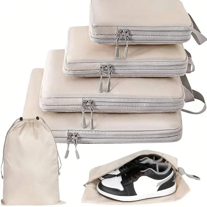 Ensemble/6 pièces emballage compressible sac de rangement de voyage Cubes valise étanche en Nylon Portable avec sac à main organisateur de bagages