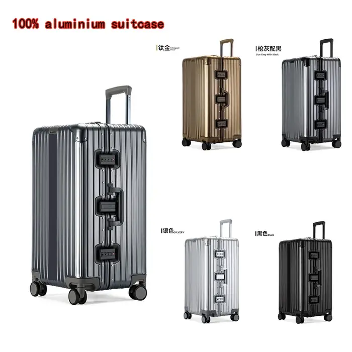 Valise de voyage épaisse tout en aluminium de grande capacité de 32 pouces