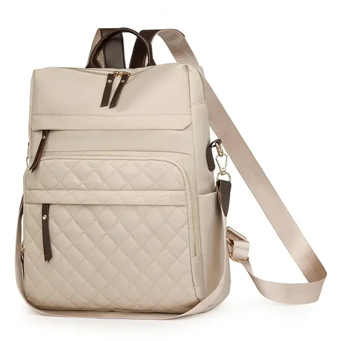 Sac à dos matelassé en cuir brodé pour femmes
