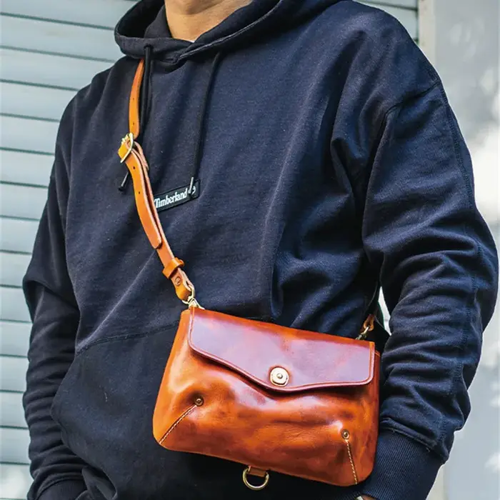 Sac messager en cuir véritable pour homme