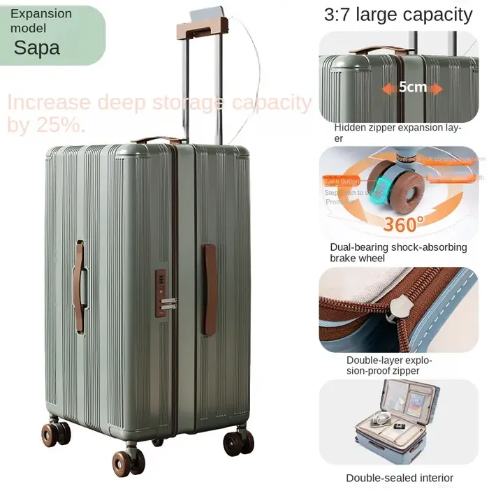 Nouvelle valise extensible 2026 de 30 pouces, grande capacité, rangement profond, matériau PC, compa