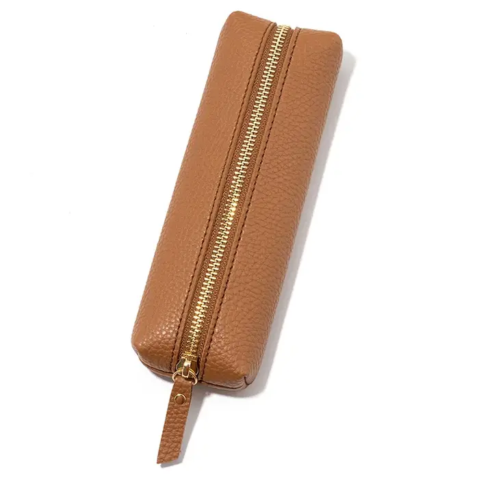 Pochette à stylos personnalisée en cuir PU tendance, vente en gros, trousse à crayons zippée pour ét