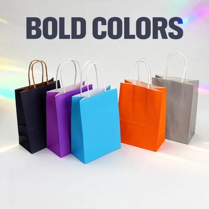 Sacs cadeaux en papier kraft multicolores avec poignées