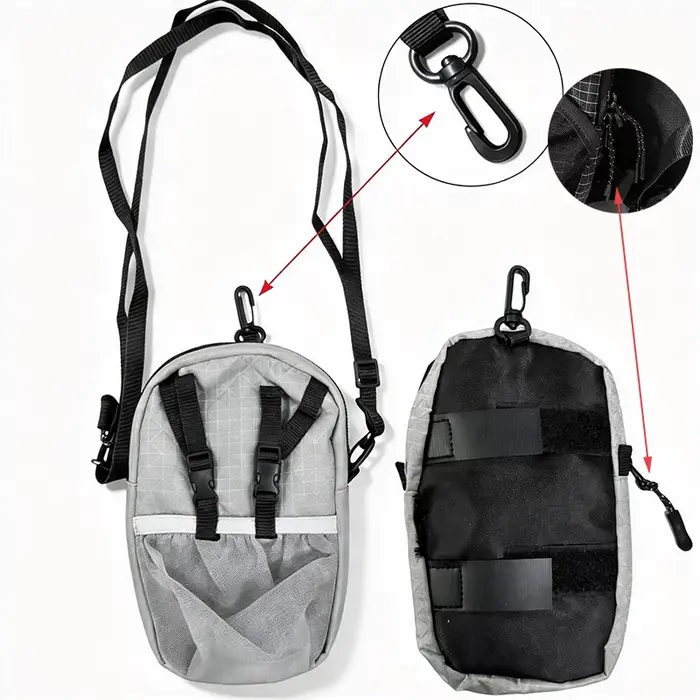 Porte-bouteille d'eau, poche pour téléphone, sangle réglable étanche, sac à dos en nylon, pochette à