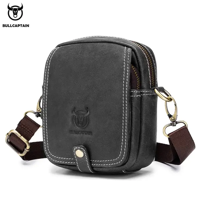 BULLCAPTAIN décontracté hommes messager sacs à bandoulière Premium YKK poche à glissière lisse en cuir sac