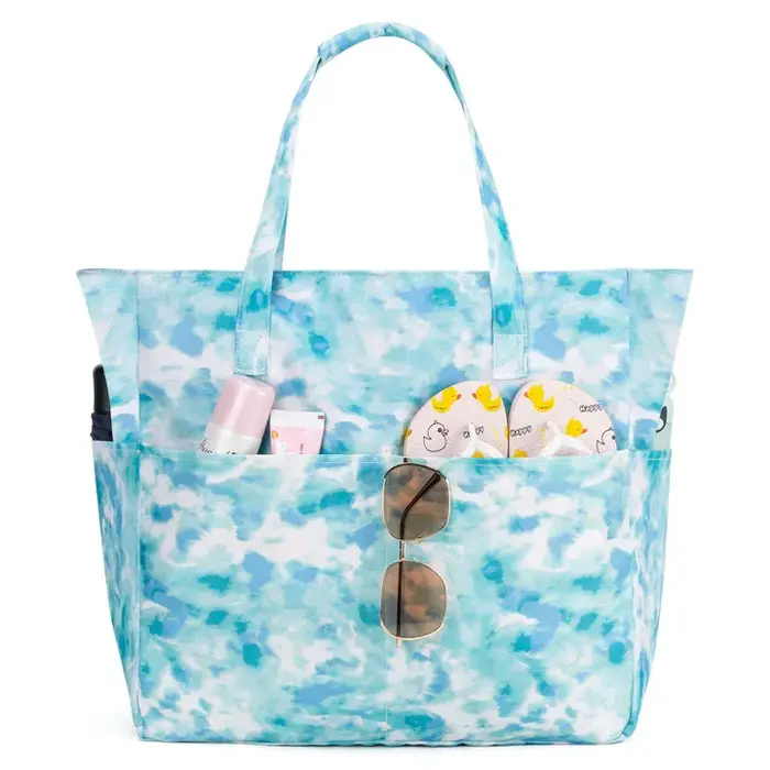 Kabaqoo Sac fourre-tout de plage grande capacité pour femme en tissu Oxford imperméable rayé, sacs d