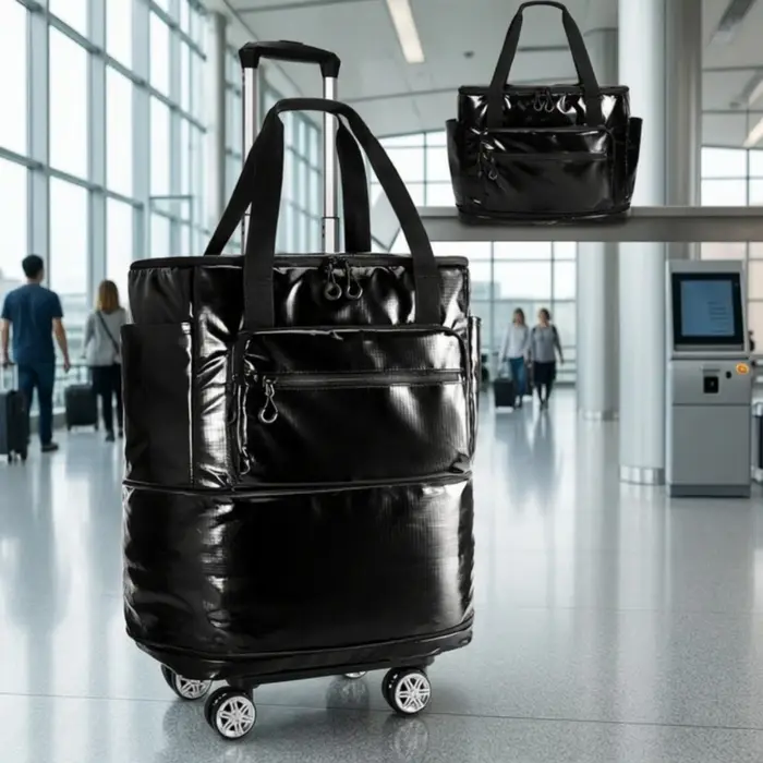 Sac de voyage à roulettes pliable avec chariot, bagage portable léger pour les voyageurs, bagage à main, gym