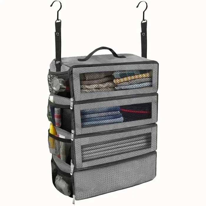 Sacs de rangement suspendus pliables, organisateur de valise, organisateur de bagages de voyage haut