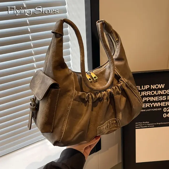 Sac à bandoulière rétro pour femme FLYING STARS en cuir PU lavé
