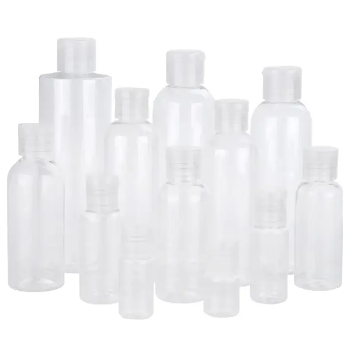 Bouteilles en plastique transparentes vides pour voyage