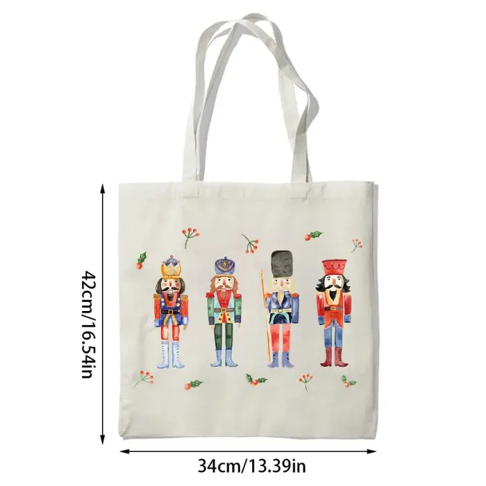 Sac fourre-tout en toile casse-noisette de noël, fournitures de décoration de fête de joyeux noël, c
