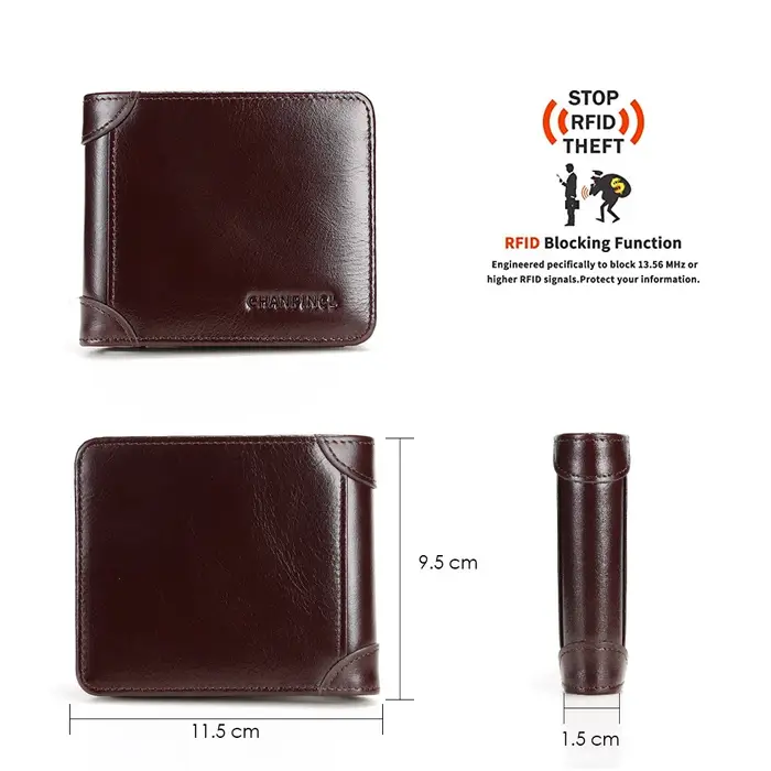 Portefeuille Homme Cuir Italien Tri-Fold Horizontal Slim CHANPINCL – Multi-Cartes