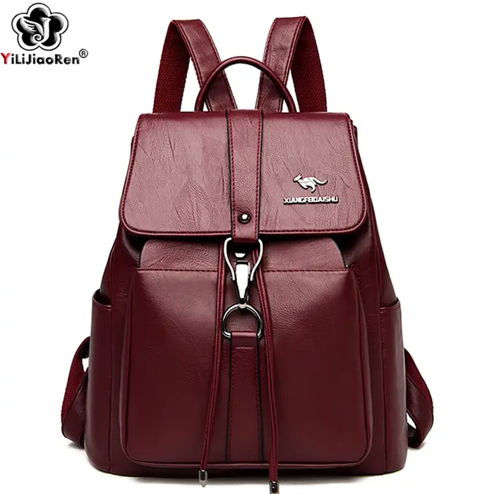 Sac à dos antivol en cuir de grande capacité pour femme