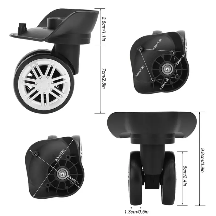 1 paire extérieure muet Double rangée grande roue barre de traction boîte valise accessoire