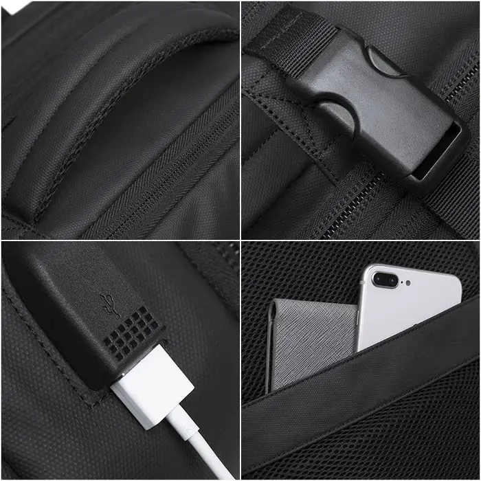 BANGE extensible hommes sac à dos étanche 17.3 pouces sac à dos pour ordinateur portable homme grande capacité