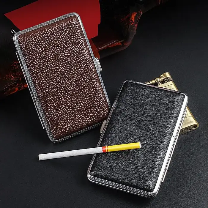 Boîte de rangement portable fine en cuir