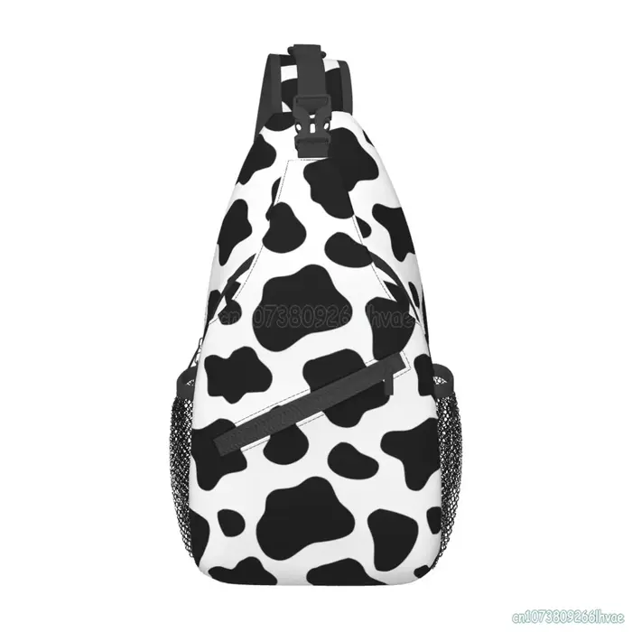 Sac à dos à bandoulière imprimé vache noir et blanc