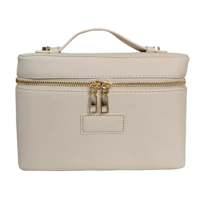 Trousse de toilette de voyage en croûte de cuir Saffiano pour femmes, nom personnalisé, boîte de ran