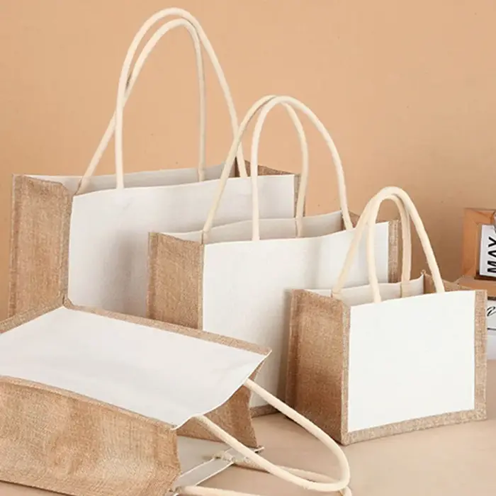 Sac de courses fourre-tout en toile de Jute pour femmes, sac d'épicerie Vintage réutilisable, sac cadeau d'anniversaire de mariage, sacs faits à la main pour dames