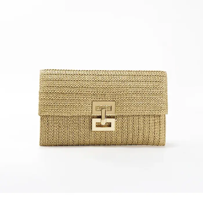 Paille tissé pochette pour femmes raphia Crochet plage rotin casual femme fête mariage sac de soirée