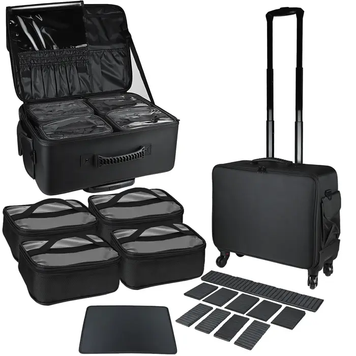 Valise de Maquillage Professionnelle Designer avec Poignée Extensible