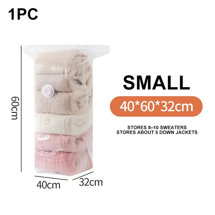 Sac de rangement sous vide sans pompe pour vêtements, sac de compression tridimensionnel, grand sac 