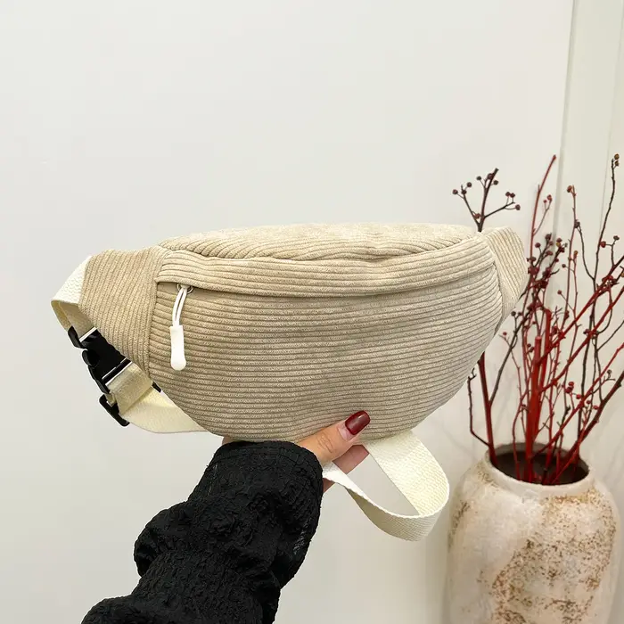Sacs de ceinture en velours côtelé décontractés pour femmes, sac banane à la mode, sac de taille ban