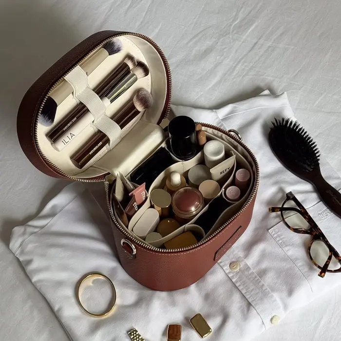 Sac cosmétique en cuir PU personnalisé avec nom : simple