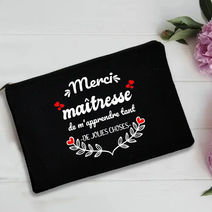 trousse de toilette voyage pochette maquillage cadeau maitresse Sac de rangement imprimé français po