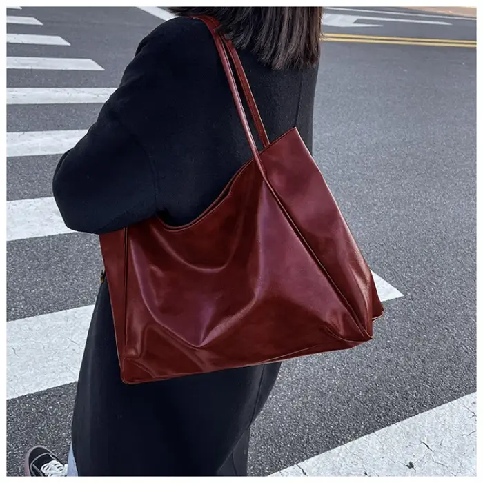 Sac fourre-tout en cuir Pu souple pour femmes