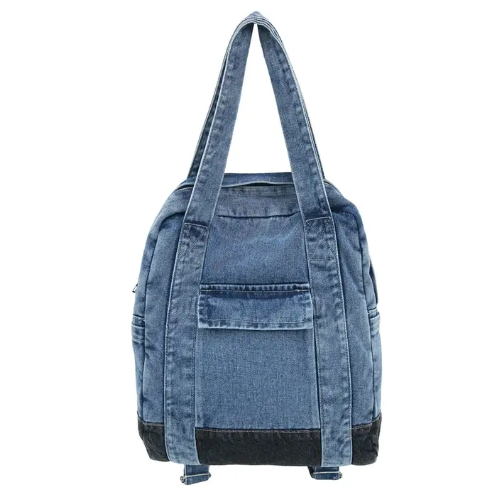 Sac à dos en denim de style basique pour femmes, décontracté, polyvalent, fermeture éclair, mode amé